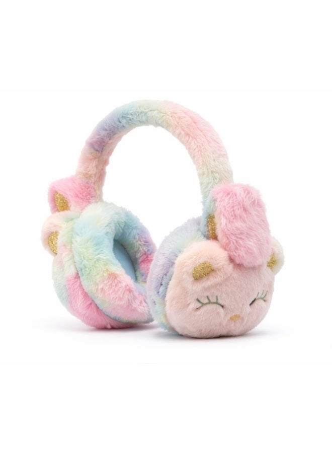 Plush WBK868 Plush Cat Ear Wireless Headphones for Kids – Bluetooth 5.3, Soft Fluffy Over-Ear, Built-in Mic, 40mm Drivers, Rechargeable Battery – Pink/Blue Pastel - Image 3